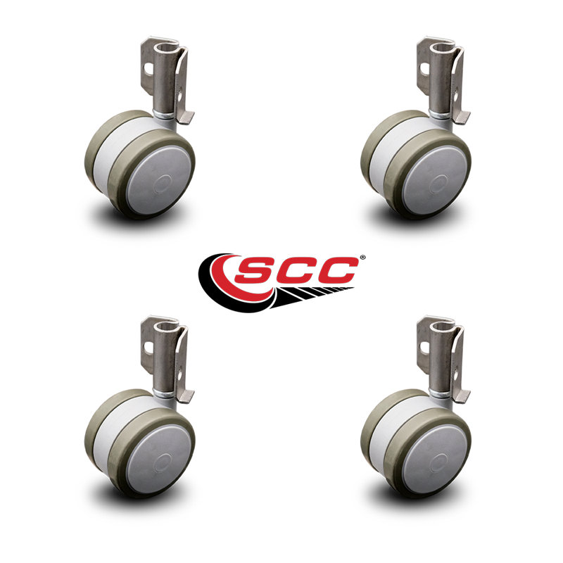 2.375 Inch Soft Twin Wheel Caster with Inside Mount Set SCC, Gray