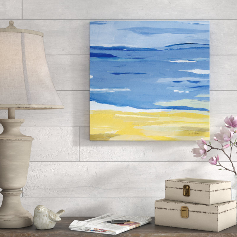 Coastal Abstract by Farida Zaman - Wrapped Canvas Painting, 51cm H x 51cm W