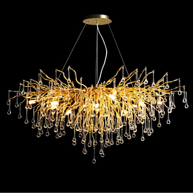 Iqarar 15 - Light Teardrop Modern Linear Chandelier with Crystal Accents