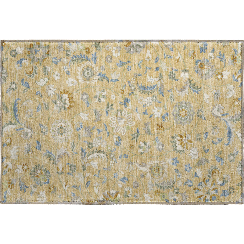 Tapis floral Goulven AMF1006 lavable à la machine de qualité supérieure, Rectangle 1 pi 8 po x 2 pi 6 po