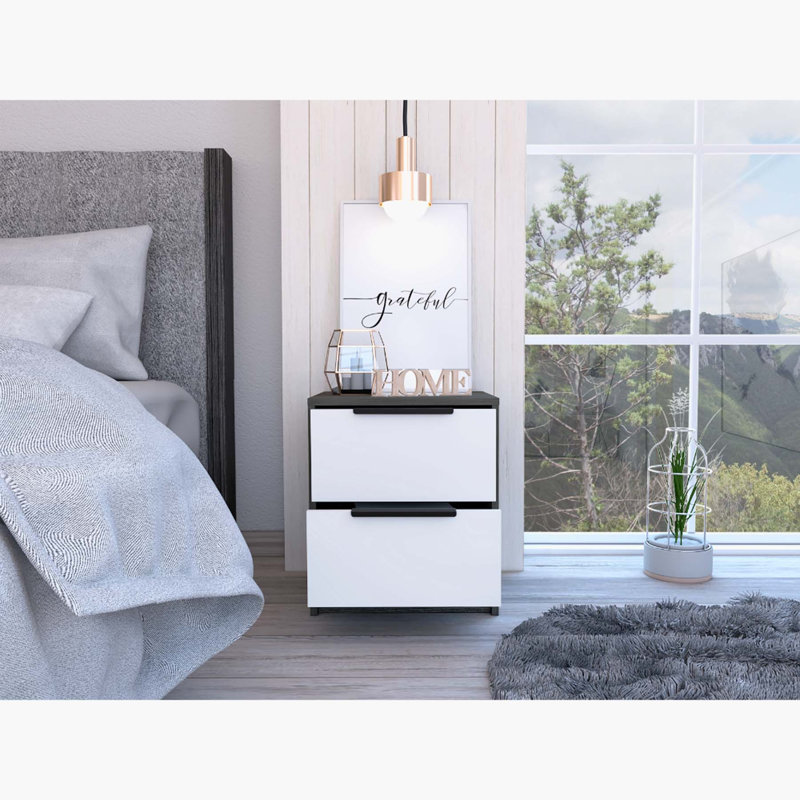 Eter 16.1'' W Nightstand, Smokey Oak/White