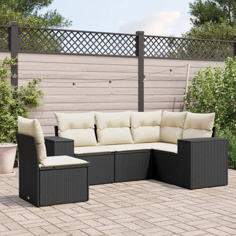 Vidaxl Garden Sofa Set Black, Cream White