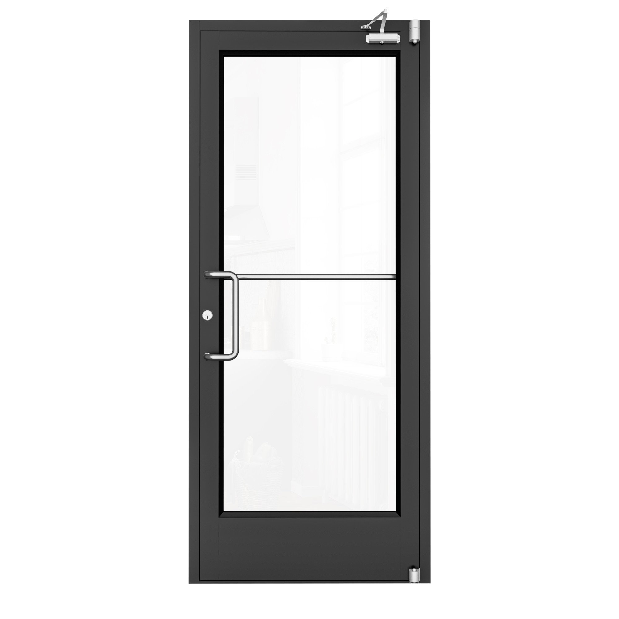 ARK DESIGN 36 In. X 84 In. Left Hand/Outswing Anodized Aluminum Silver