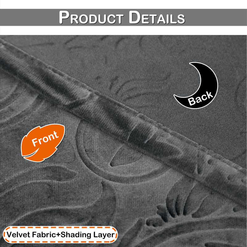 Jekhi Velvet Blackout Pair, 52" W x 84" L, Gray