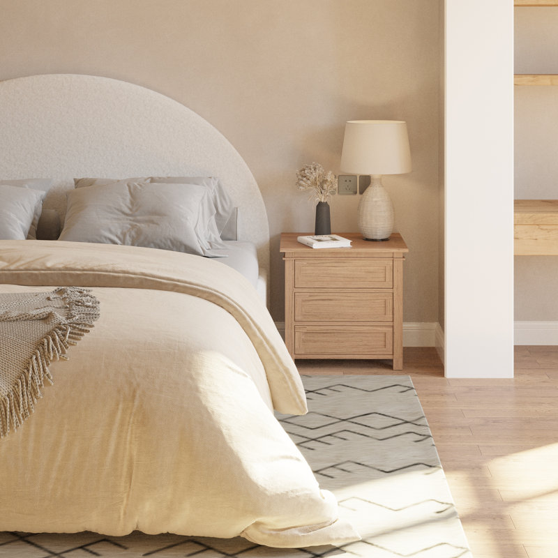 Upholstered Bed Frame, Ivory, Full