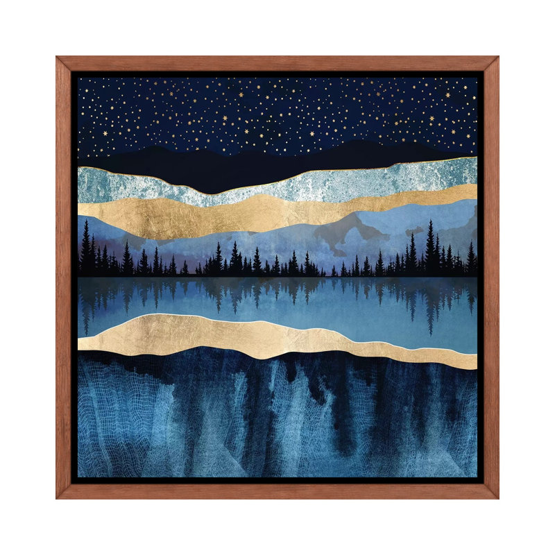Lac de minuit - imprimé, Cadre flottant brun, H 26 po x l 26 po x P 1,5 po
