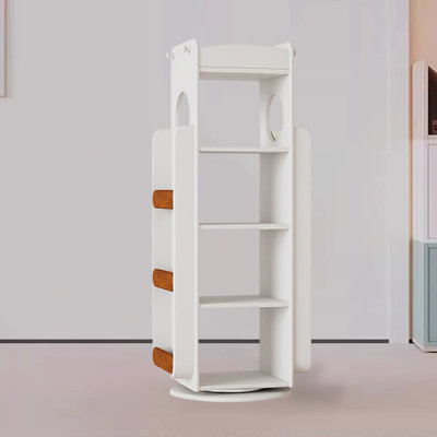 Bibliothèque blanche rotative moderne en bois massif