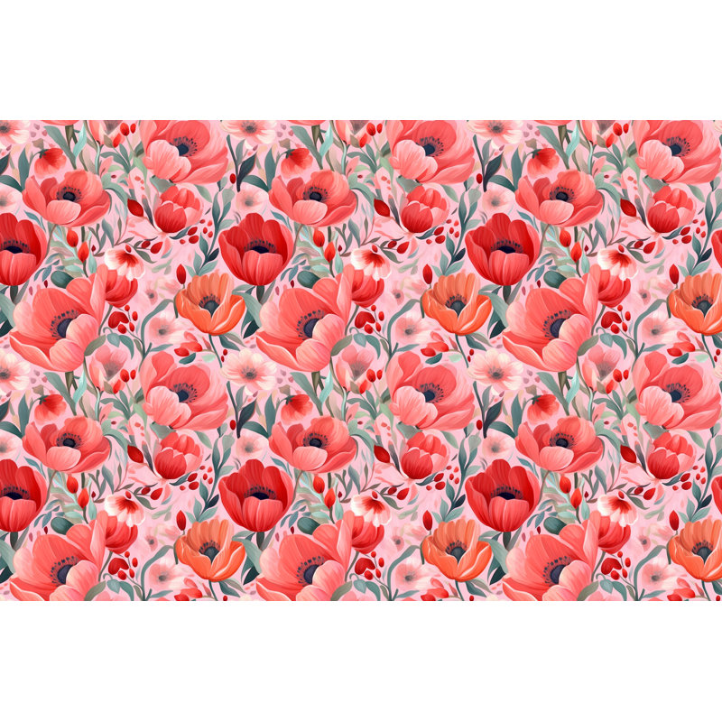 Machine Printed Comforter, King Comforter, Pink/Red Floral