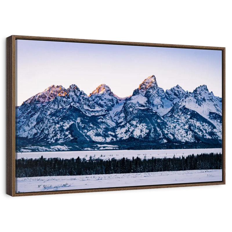 Jackson Hole Grand Teton, 25 po x 17 po, Cadre flottant en noyer