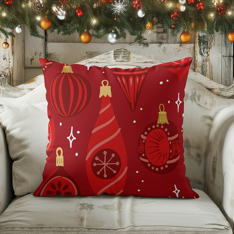 Coussin décoratif d'intérieur Ornaments, Rouge, Carré 20 po