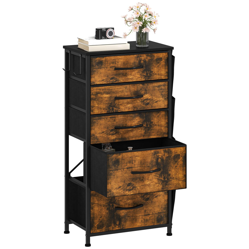 5 Drawer Storage Drawer, Brown/Black