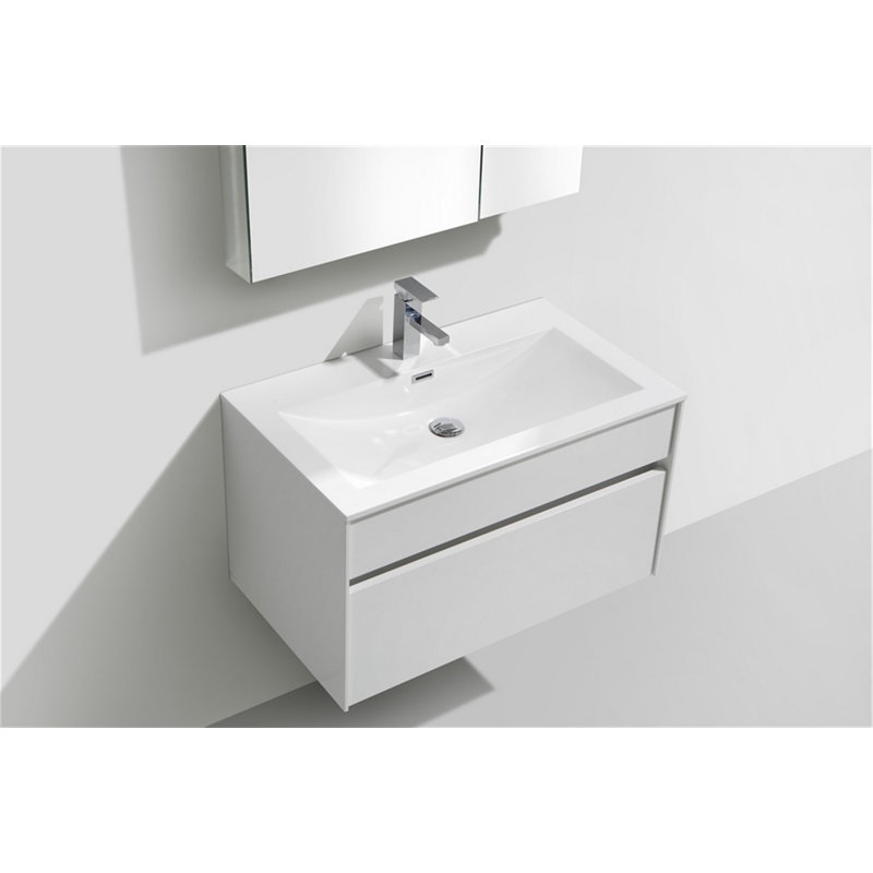 Ensemble de meuble-lavabo mural simple 32 po Agneza Fitto