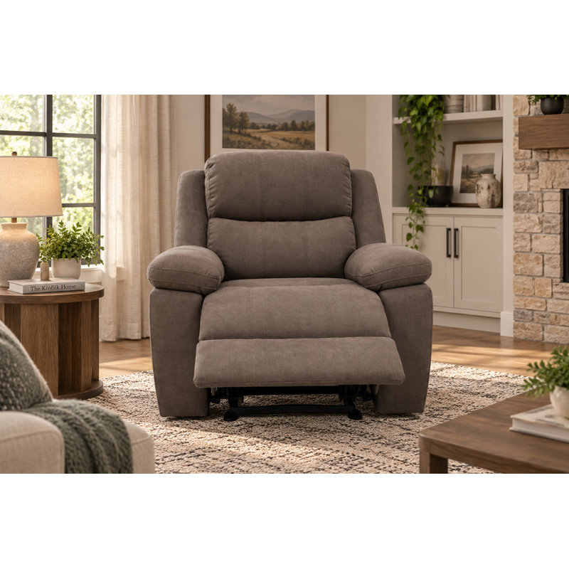 Chaise inclinable avec tissu en chenille et accoudoirs coussinés, brun, Chenille brun