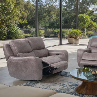 66.4" W Contemporary Power Loveseat, Brown