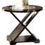 Table basse contemporaine 3 pièces avec surface en verre trempé biseauté de 5 mm, support en bois massif et base en forme de croix unique pour l'espace de vie, plateau supérieur en forme de