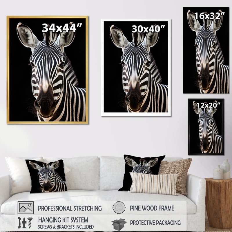 Striking Zebra Patterns IV, reproduction d'art sur toile, H 20 po x l 12 po x P 1 po, Blanc