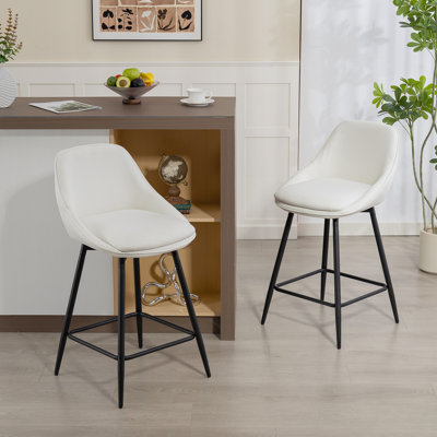 Ensemble de 2 tabourets de bar pivotants 26 po, blanc crème