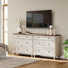 6 - Drawer TV Stand For Bedroom, Rustic White