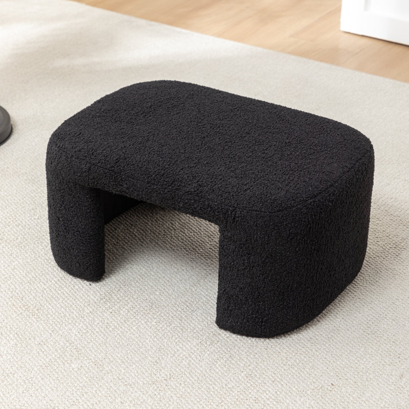 Repose-pieds rembourré Ashalyn, Noir, noir, noir, noir, Mélange de polyester