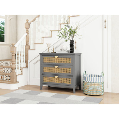 Armoire 3 tiroirs grise fonctionnelle de 31,58 po de hauteur, gris naturel