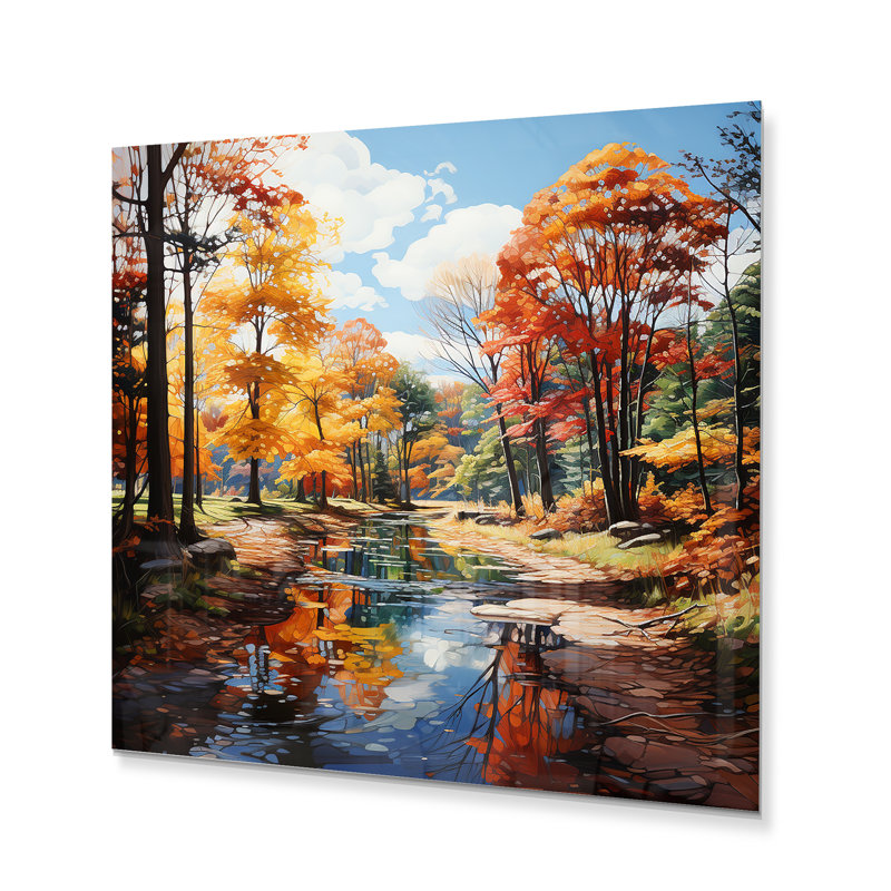 Allemagne, automne en orange I, reproduction sur cadre non encadrée, H 16 po x l 16 po x P 1 po