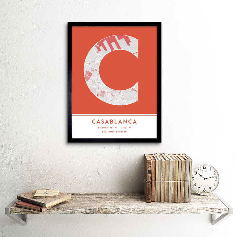 Casablanca City Map Casablanca Morocco City Map - Single Picture Frame Typography