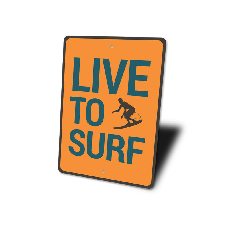 Panneau Live To Surf, H 18 po x l 12 po x P 0,06 po