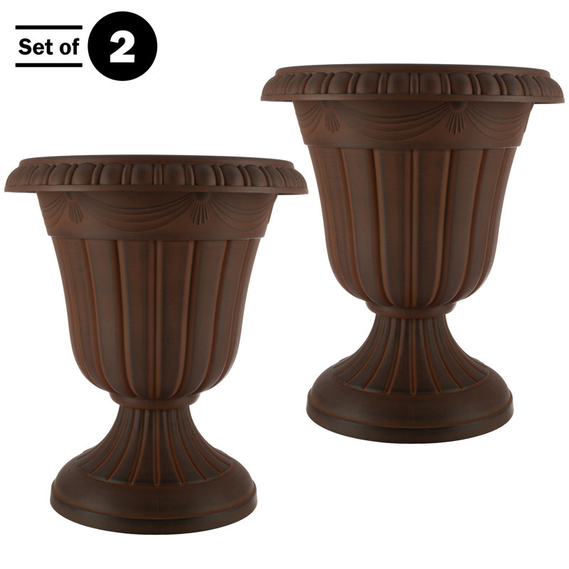 Semirah Outdoor Planter - 16x18-Inch Urn Planters - Plastic Plant Pots for Indoor, Outdoor, or Front Porch Decor - Flower Pots by Pure Garden