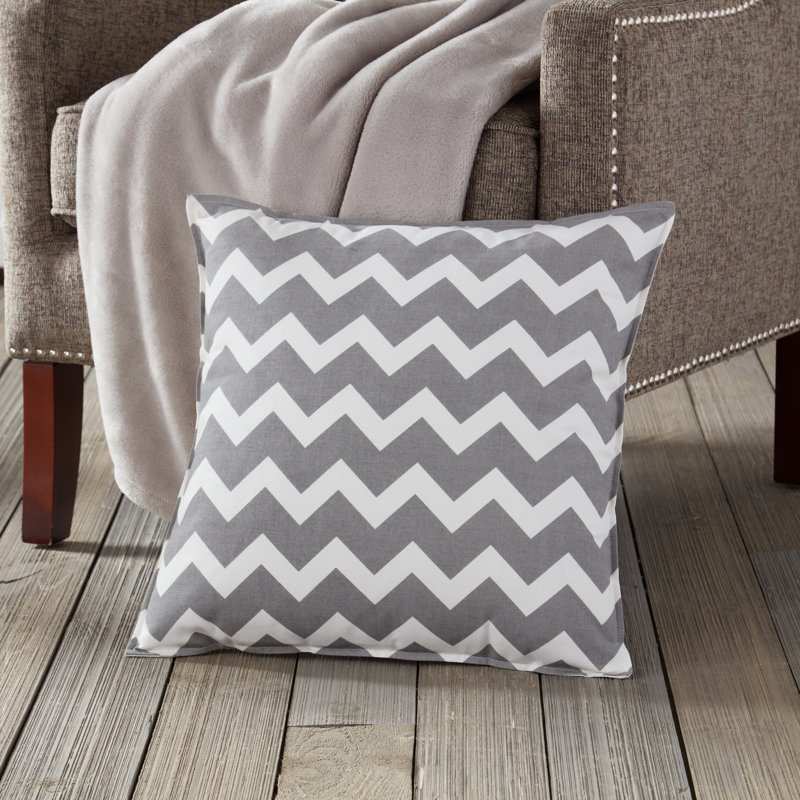 Coussin en coton à chevrons, Gris