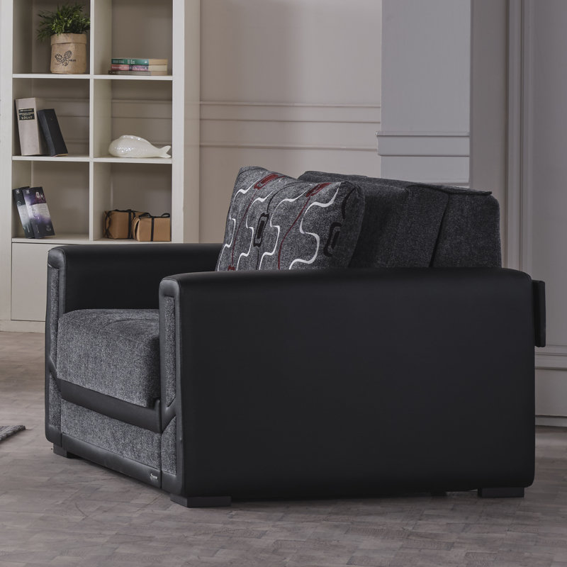 Fauteuil convertible avec accoudoirs convertibles 3-en-1 Ferree, Gris / chenille noir