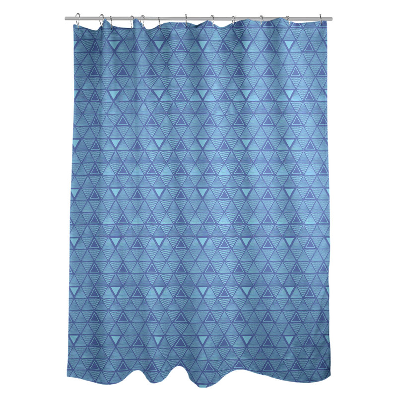 Rideau de douche simple à triangles à main classique Patricia Geoffrey, Bleu /Bleu ciel, Yes