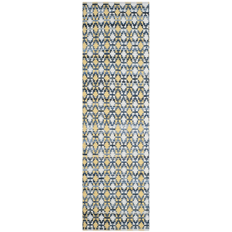 Aitken Hand Woven Cotton Geometric Rug, Runner 2'3" x 6'