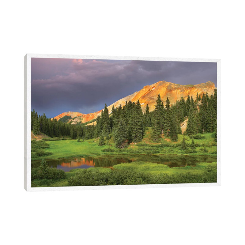 Red Mountain And Pond, Near Ouray, Colorado by Tim Fitzharris - Gallery-Wrapped Canvas Giclée on Canvas, White Framed