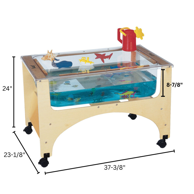 Jonti-Craft, Solid Wood Rectangular Birch Sand and Water Table with Cover, 24.5" D x 37.5" W x 23" L