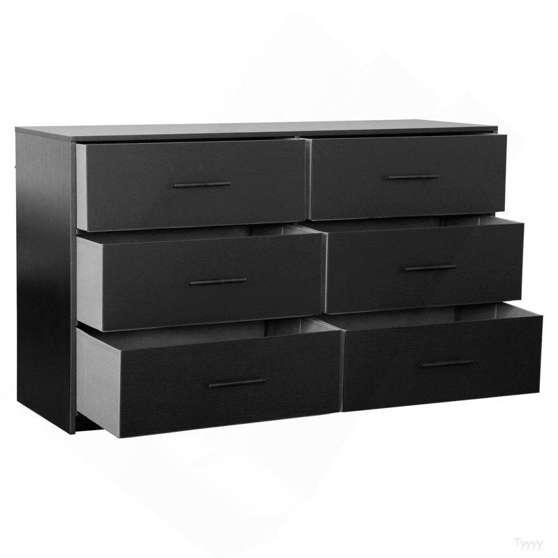 6-Drawer Dresser With Large Fabric Drawers, Black, Black