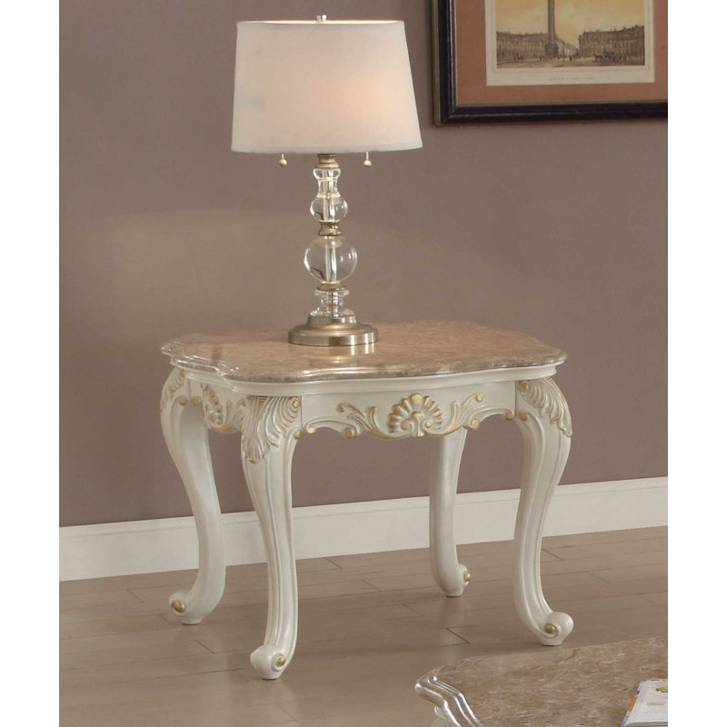 Table de bout Waldorf, blanc perle
