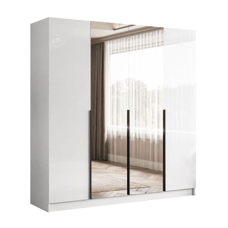 4 Door Manufactured Wood Wardrobe, Black