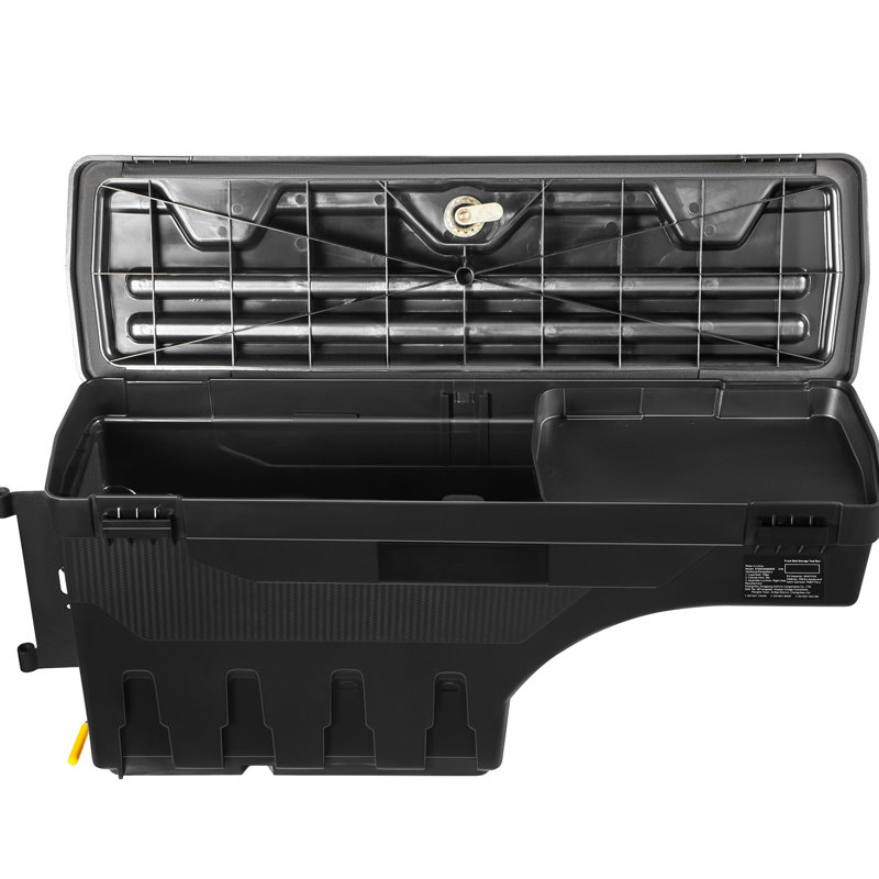 Boîte à outils pour lit de camion, roue ABS verrouillable et imperméable de 20 L pour 1500 2019 à 2021, côté conducteur, noir, rangement peu encombrant, facile à nettoyer