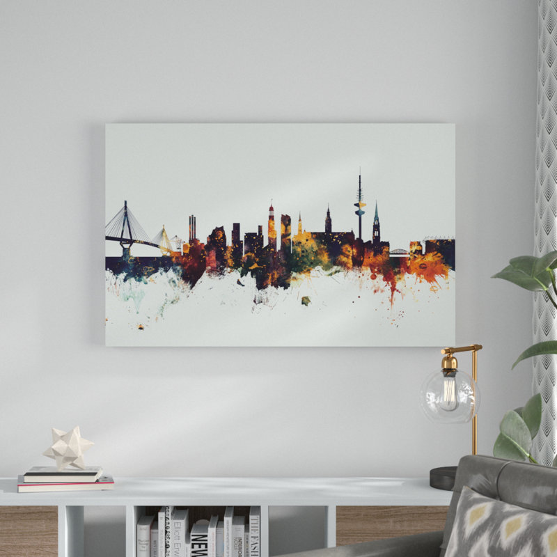« hambourg germany horizon v », reproduction d’impression sur toile, H 16 po x l 24 po x P 2 po