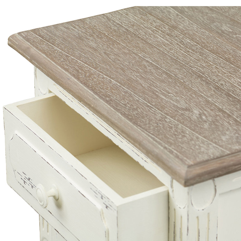 Reseda Traditional French Accent 2-Drawer Nightstand in White, 25.5'' H X 16.25'' W X 12'' D