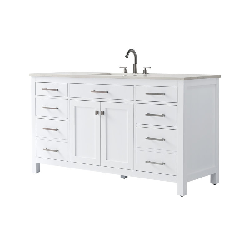 Trevor 60" W Single Vanity, White/Brushed Nickel
