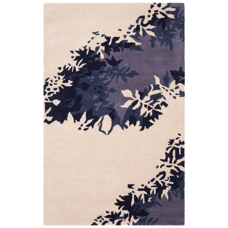 Avayah Soho Hand Tufted Wool And Viscose Floral Rug, Rectangle 5' x 8'