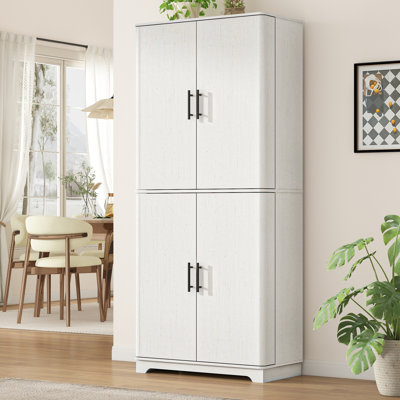 Armoire de rangement de 72 po de hauteur, 4 portes, étagères réglables, garde-manger moderne pour la cuisine, la salle à manger et le salon