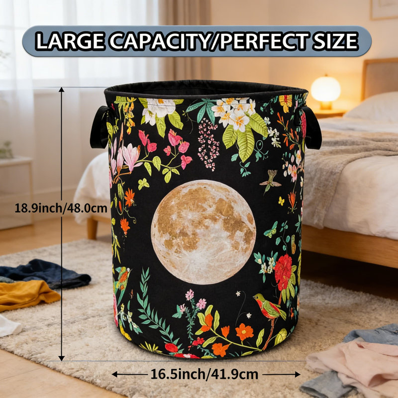 Panier à linge pliable avec poignées, panier à linge floral Oxford pour le rangement des vêtements, organisateur de jouets, fourre-tout polyvalent pour la salle de bain, la chambre à coucher et la salle de lavage
