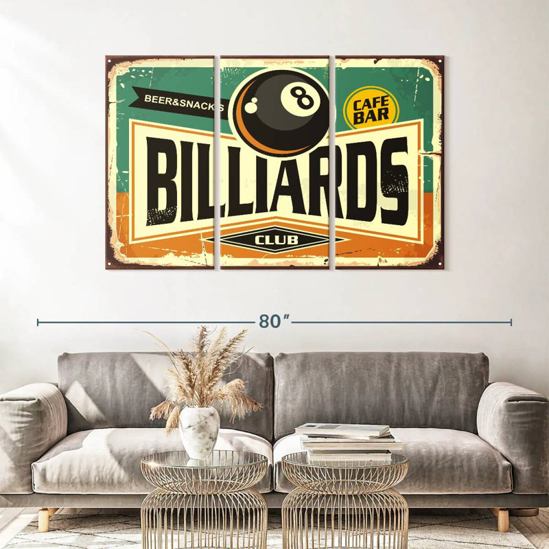 Ensemble de billard club sur toile 3 pièces, H 36 po x l 57 po x P 1,25 po