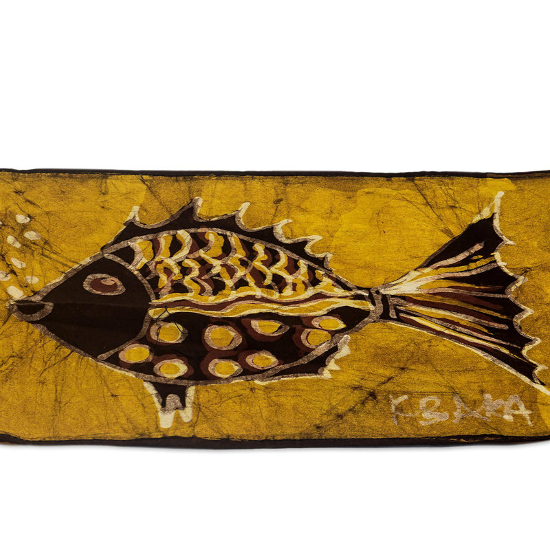 Rosecliff Heights Handmade Bubbly Fish Cotton Batik Table Runner