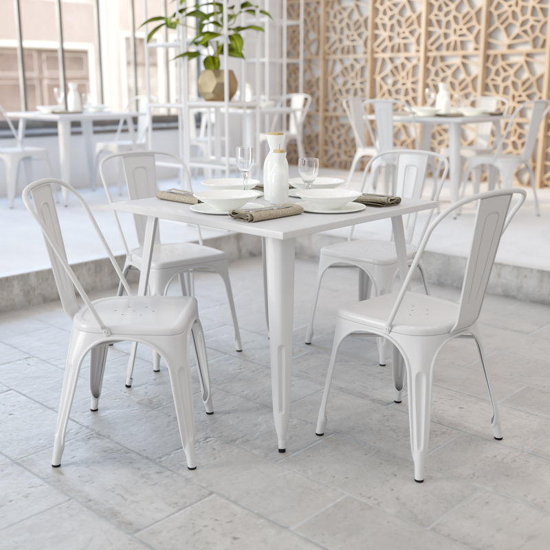 Table carrée intérieure / extérieure Angeleca, Blanc, l 35,5 po x L 35,5 po x H 29,75 po