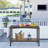 Outdoor Console Table Patio Buffet Bar Storage Organizer 45" Long Wicker Sofa Serving Sideboard Table 2-Shelf Outdoor Bar Table Tall Rectangle Narrow With Adjustable Feet For Entryway Balcony Brown