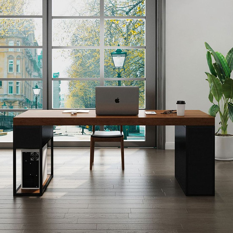 Bureau de direction rectangulaire en bois massif avec tiroirs Walnut, H 30,71 po x l 70,87 po x P 31,5 po