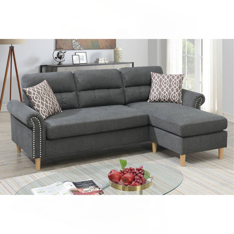 Ensemble de canapé modulaire réversible Polyfiber, Mélange de gris